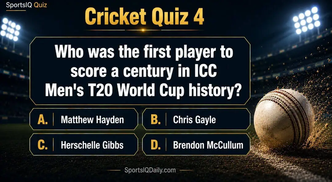 Who was the first player to score a century in ICC Men's T20 World Cup history?