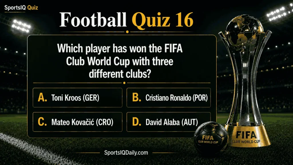 Which player has won the FIFA Club World Cup with three different clubs?