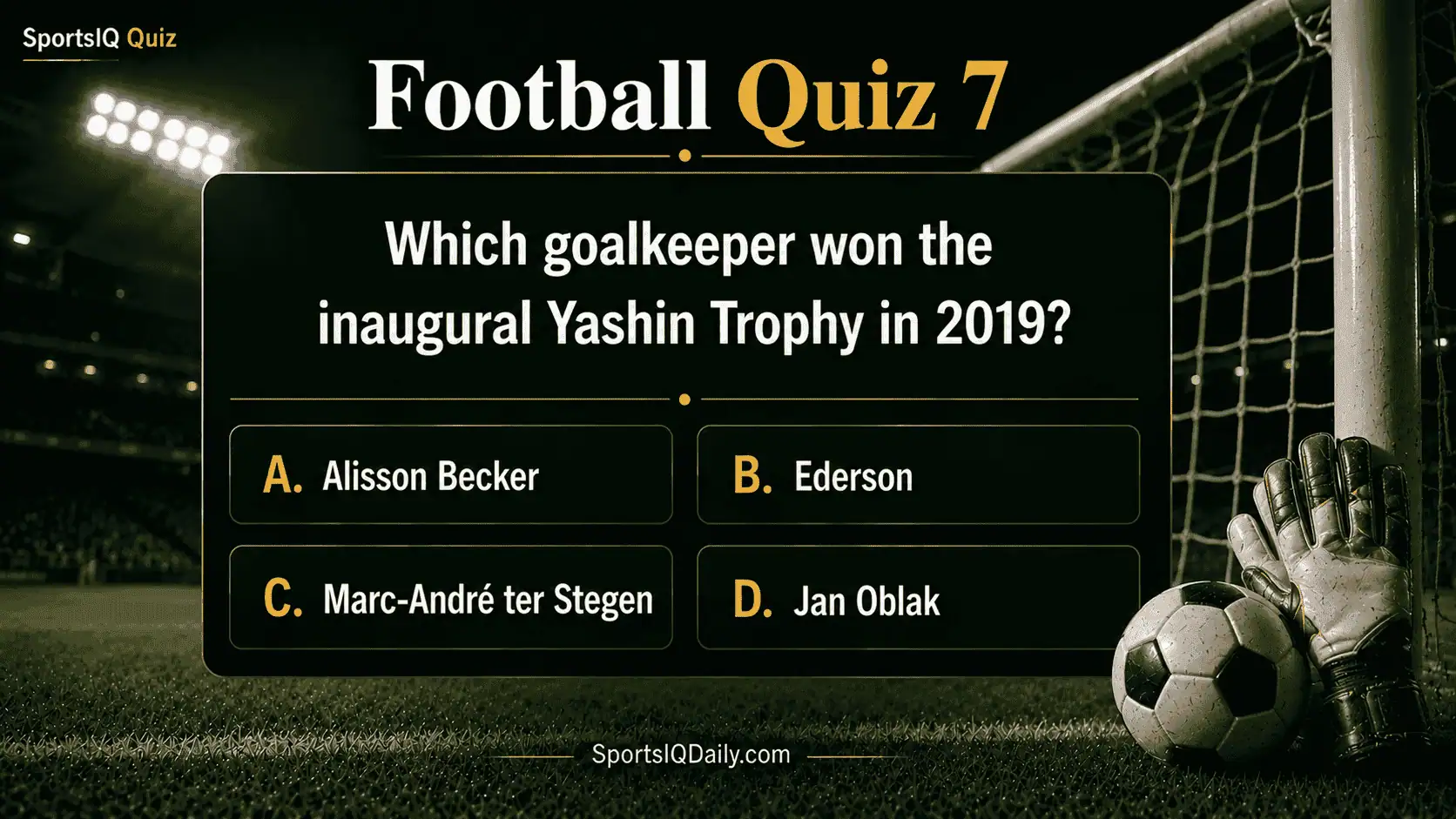 Which goalkeeper won the inaugural Yashin Trophy in 2019?