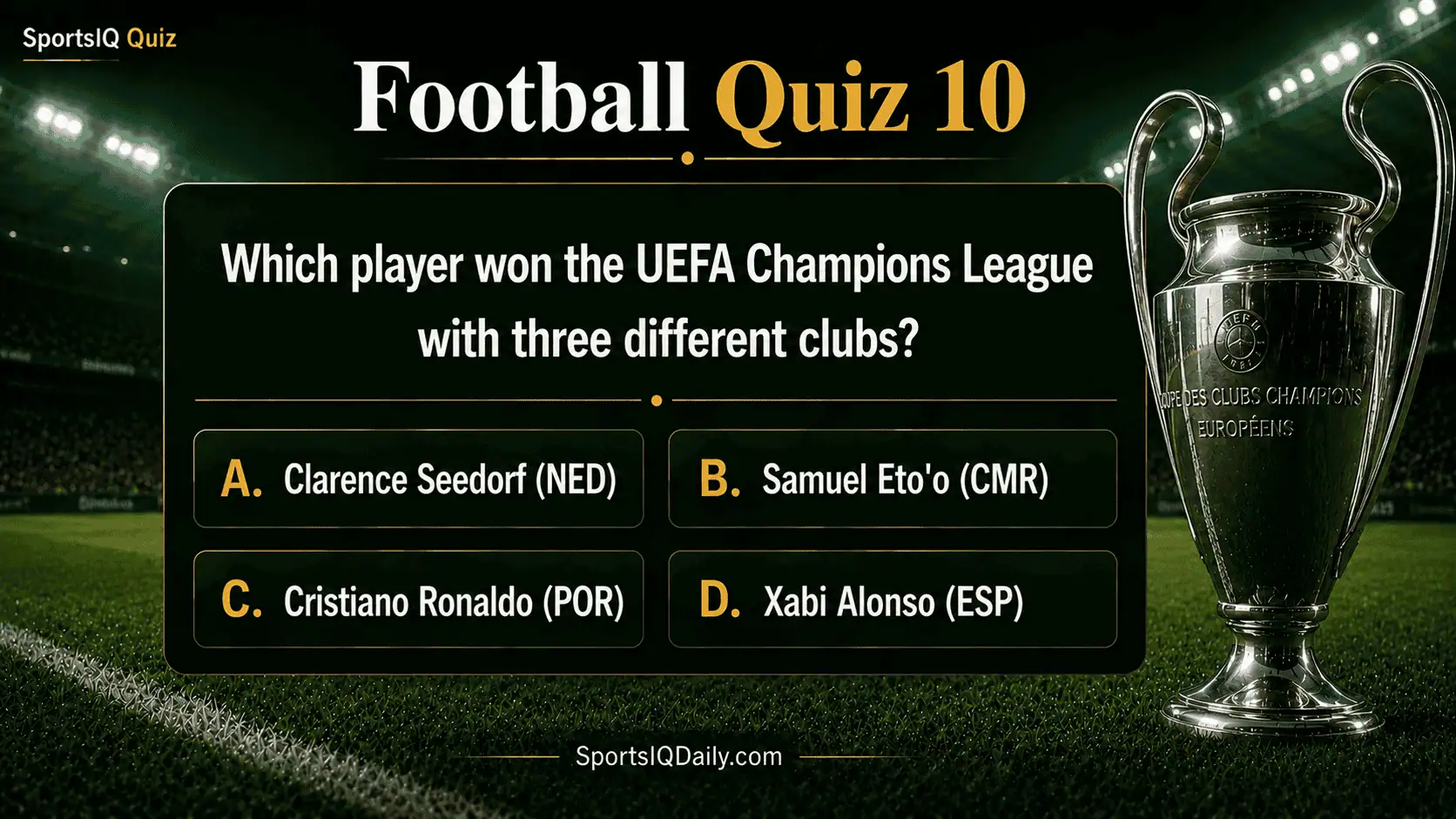 Which player won the UEFA Champions League with three different clubs?