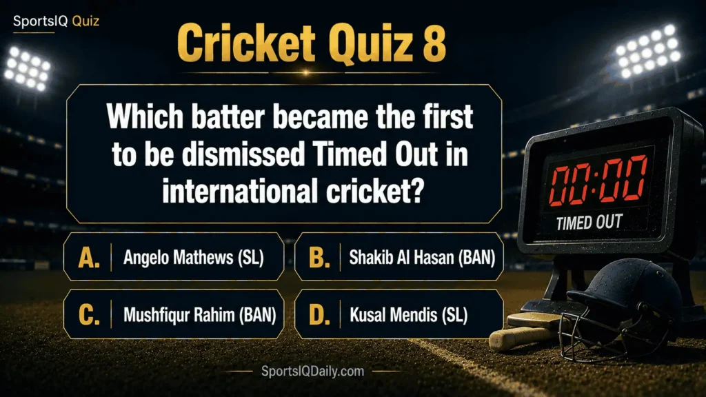 Which batter became the first to be dismissed Timed Out in International Cricket?