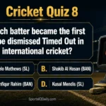 Which batter became the first to be dismissed Timed Out in International Cricket?