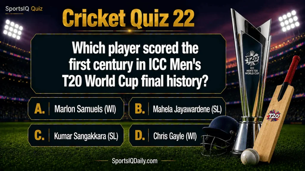 Which player scored the first century in ICC Men's T20 World Cup final history?