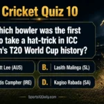 Which bowler was the first to take a hat-trick in ICC Men's T20 World Cup history?