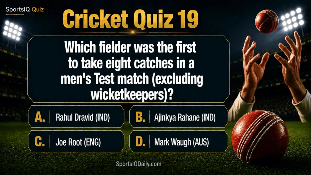 Which fielder was the first to take eight catches in a men's Test match (excluding wicketkeepers)?