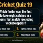 Which fielder was the first to take eight catches in a men's Test match (excluding wicketkeepers)?
