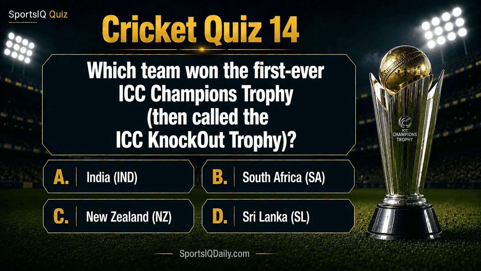Which team won the first-ever ICC Champions Trophy (then called the ICC KnockOut Trophy)?