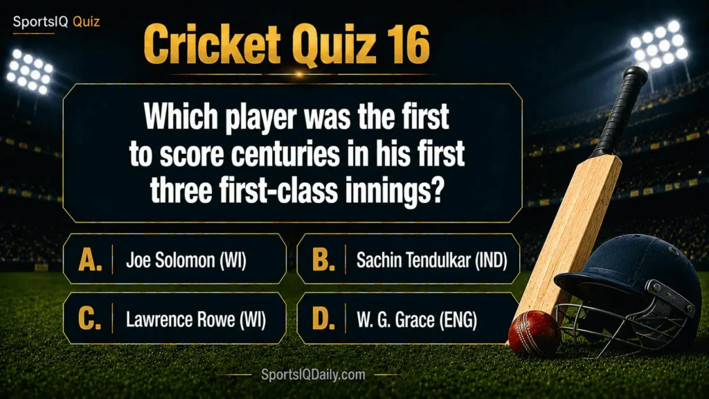 Which player was the first to score centuries in his first three first-class innings?