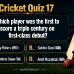 Which player was the first to score a triple century on first-class debut?